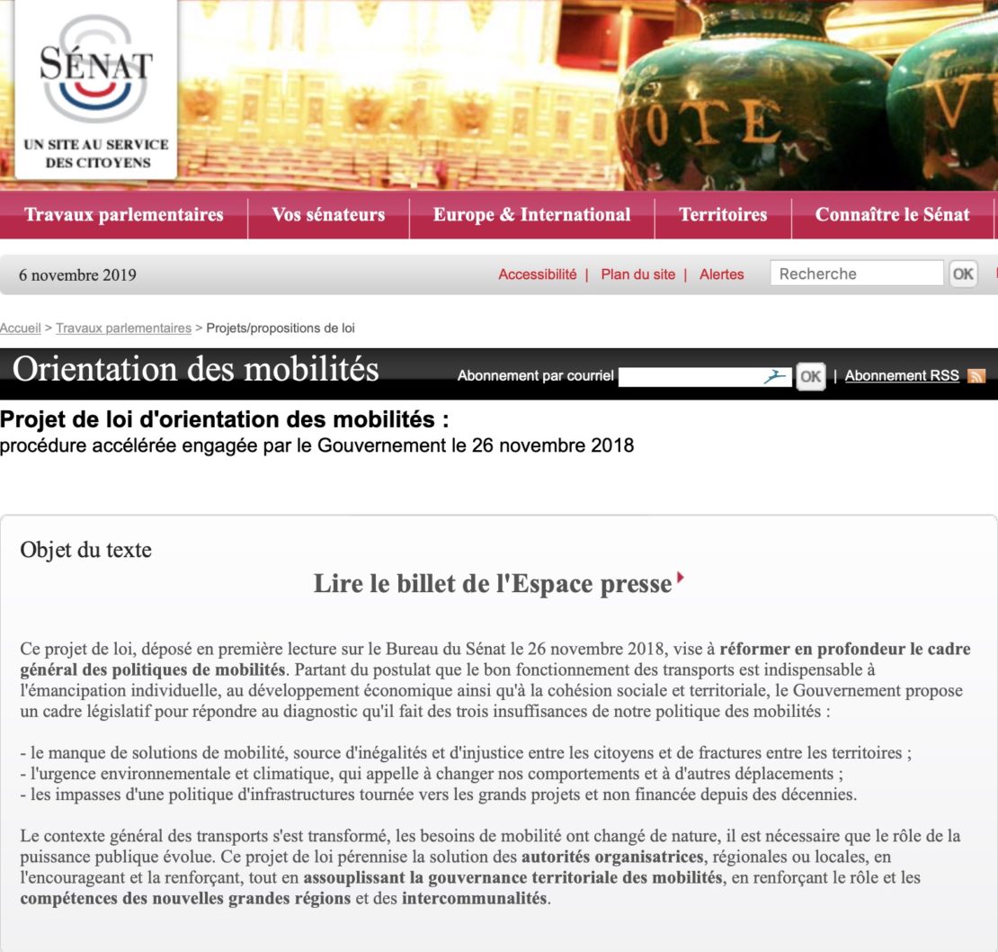 La LOM, rétoquée par le Sénat… La LOM, rétoquée par le Sénat…